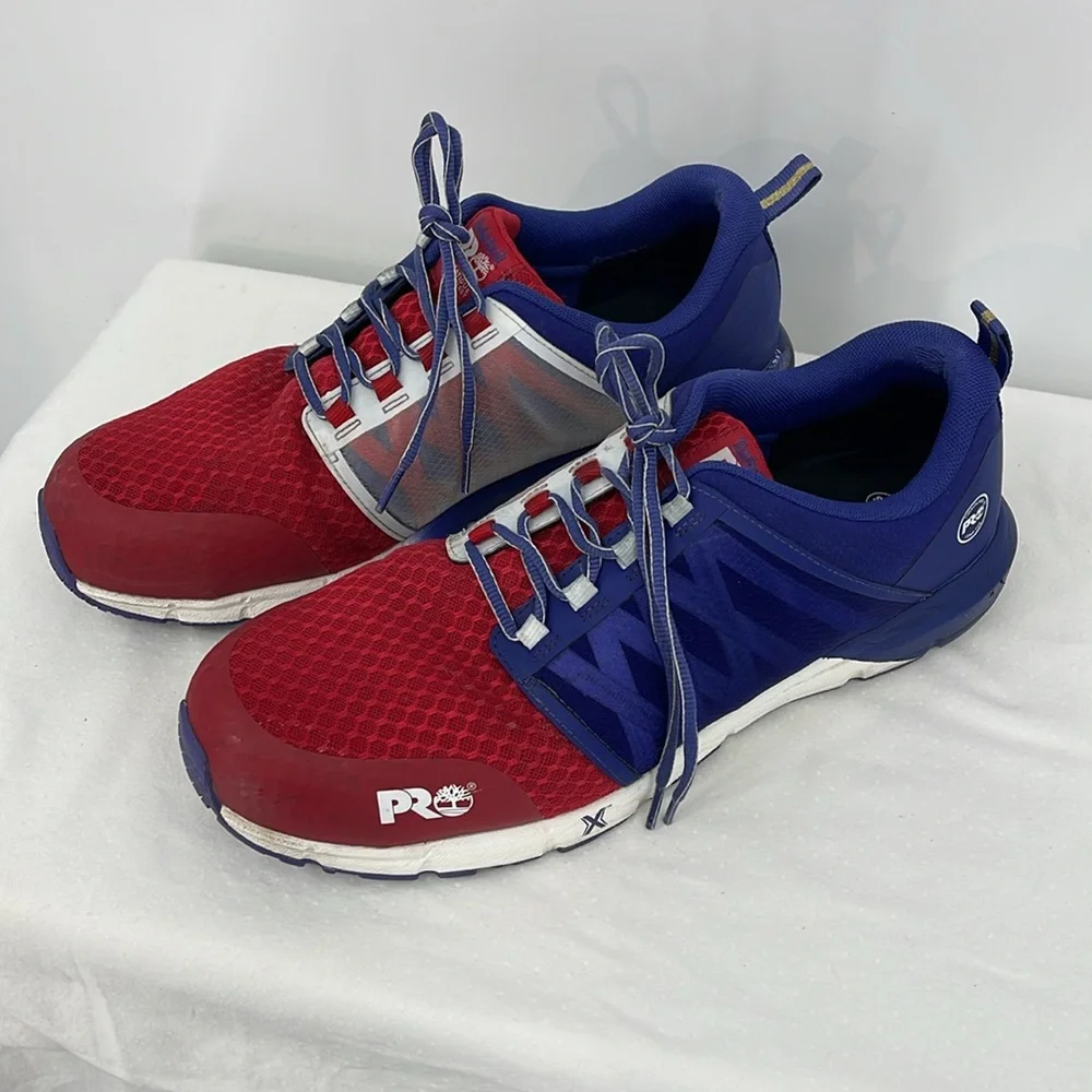 TIMBERLAND SIZE 14 M Men's Red and Blue Work  Shoes Steel Toes